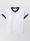 Versace Short Sleeve Cotton Jersey V Neck Top In White