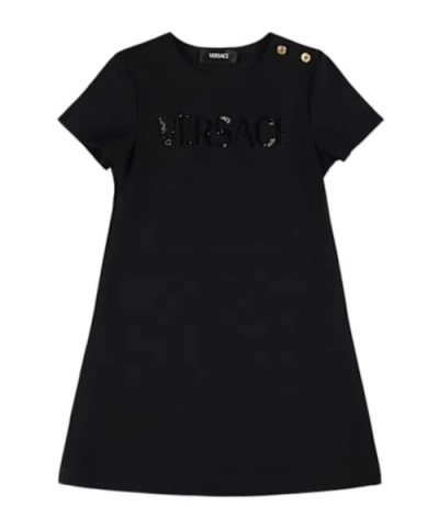 Versace Short Sleeve Dress In Black