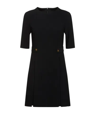 Versace Medusa-pockets Short-sleeve Wool-cashmere Mini Dress In Black