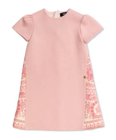 Versace Kids' Short Sleeve Dress In Pink