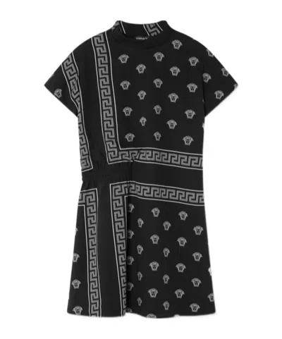 Versace Kids' Short Sleeve Dress In Black