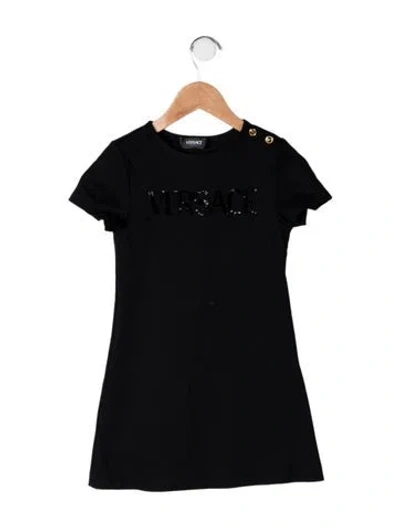 Pre-owned Versace Kids' Short Sleeve Dress In Black