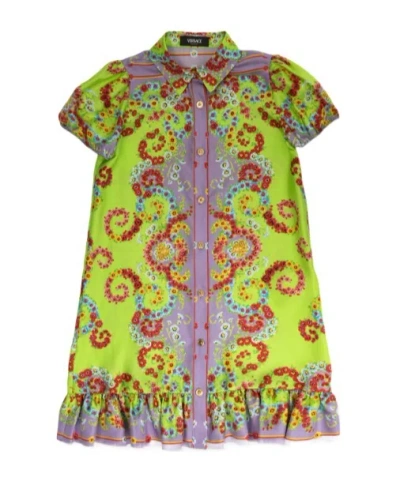 Versace Short Sleeve Dress In Green