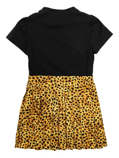 Versace Kids' Short-sleeve Leopard-print Dress In Black