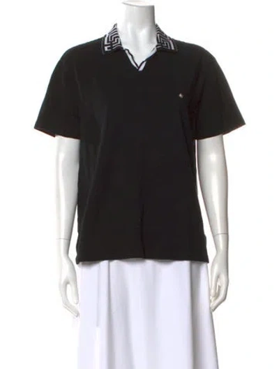 Pre-owned Versace Short Sleeve Polo In Black