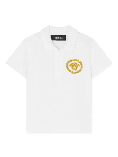 Versace Babies' Short-sleeve Polo Shirt In White