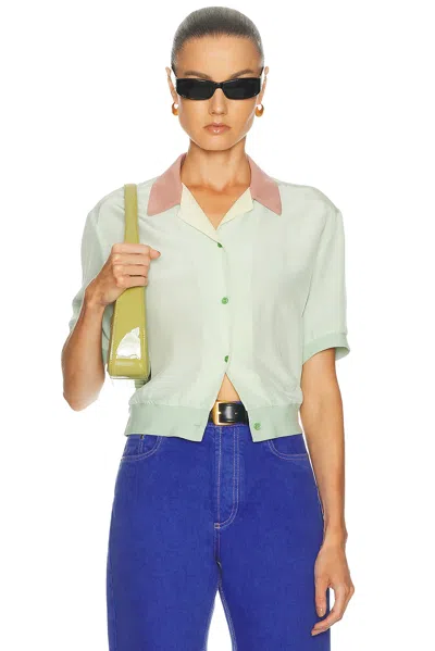 Versace Short Sleeve Polo Top In Blue