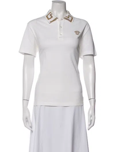 Pre-owned Versace Short Sleeve Polo In White