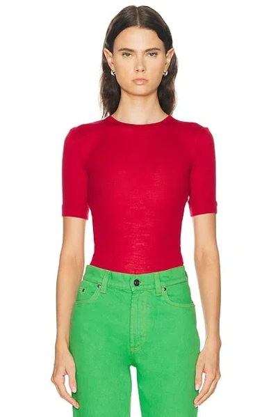 Versace Short Sleeve Rib Top In Red