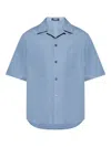 Versace Medusa Cameo Camp Shirt In Blue