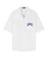 Versace Medusa Logo Cotton Poplin Camp Shirt In White