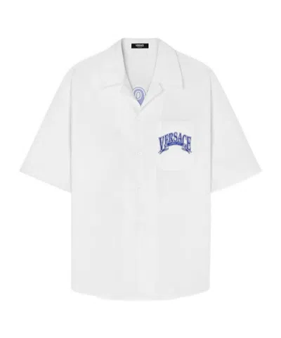VERSACE LOGO-EMBELLISHED COTTON SHIRT