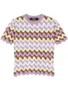 Versace Knitwear With Crewneck And Scalloped Edges In Purple