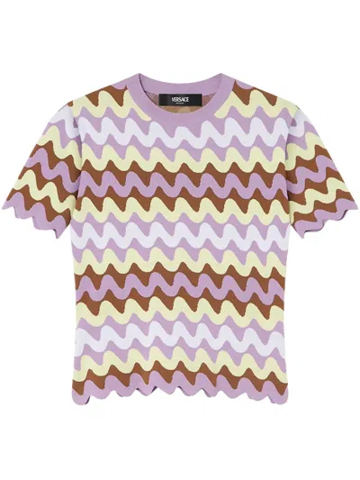 VERSACE WAVE JACQUARD KNITTED T-SHIRT