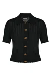 Versace Short-sleeved Button-up Knitted Shirt In Nero