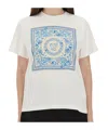 Versace Square-print T-shirt In Neutral
