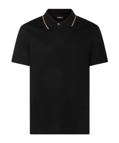 Versace Short-sleeved Polo Shirt In Black