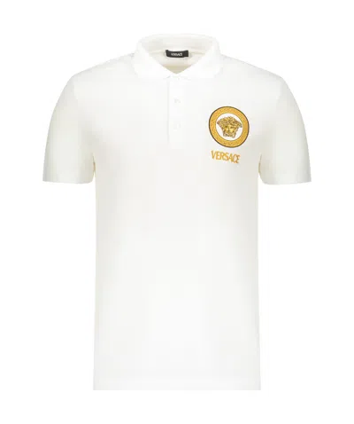 Versace Short-sleeved Polo Shirt In White
