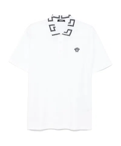 Versace Short-sleeved Polo Shirt In White
