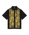 Versace Barocco-print Short-sleeve Shirt In Black