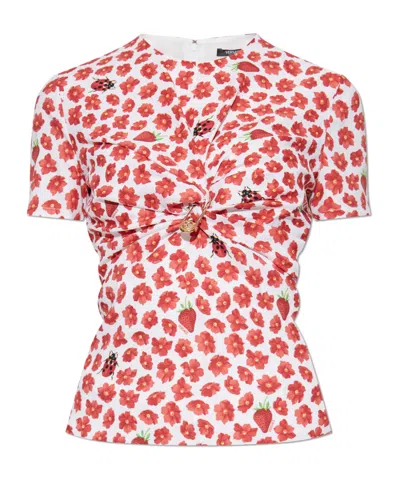 VERSACE VERSACE FLORAL PRINTED SHORT-SLEEVED TOP