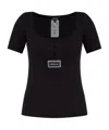 Versace Ribbed Lingerie T-short In Black