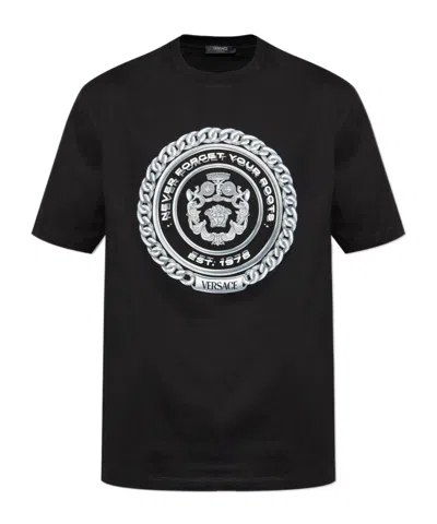 Versace Short-sleeved T-shirt In Black