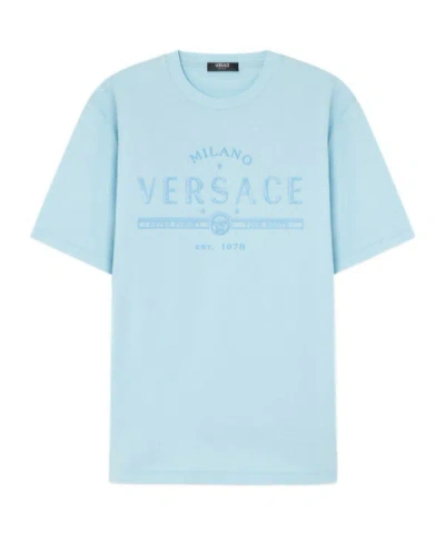 Versace Short-sleeved T-shirt In Blue