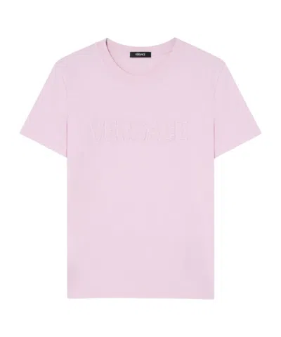 VERSACE VERSACE LOGO-APPLIQUÉ CREWNECK T-SHIRT