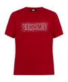 Versace Embellished Logo Crewneck T-shirt In Red