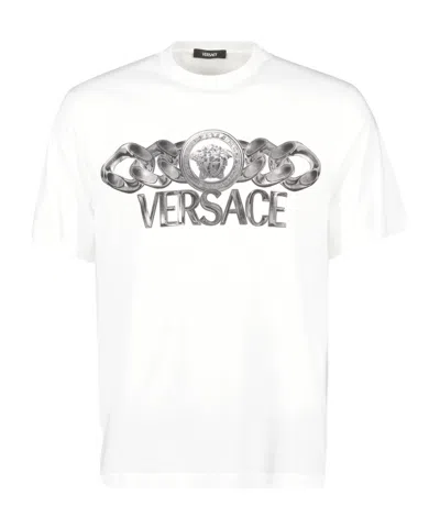VERSACE VERSACE LOGO-PRINTED CREWNECK T-SHIRT