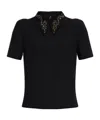 Versace Pointed Collar Black Shirt With Gold And Silver Embellishments In Black