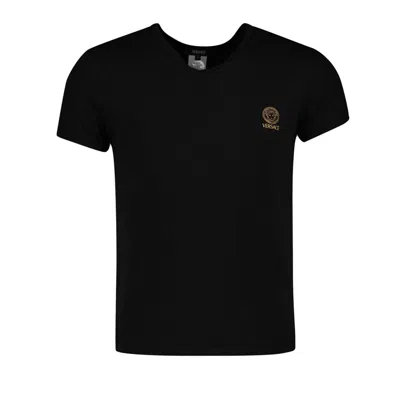 Versace Short-sleeved V-neck T-shirt In Black
