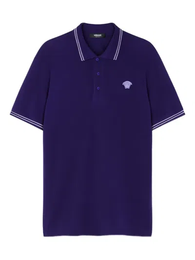 Versace Short-sleeves Polo Shirt In Purple