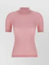 Versace Fitted Ribbed Wool Sweater With High Neck