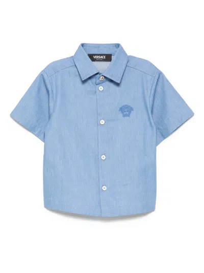 Versace Babies' Short Sleeves Shirt In Blue