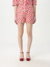 Versace 'floral Ladybug Strawberry' Elastic Waistband Shorts In Red