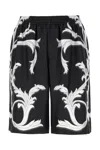 Versace Acanthus Leaves Barocco Printed Shorts In Black