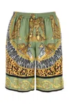 Versace Animal Print Silk Bermuda Shorts