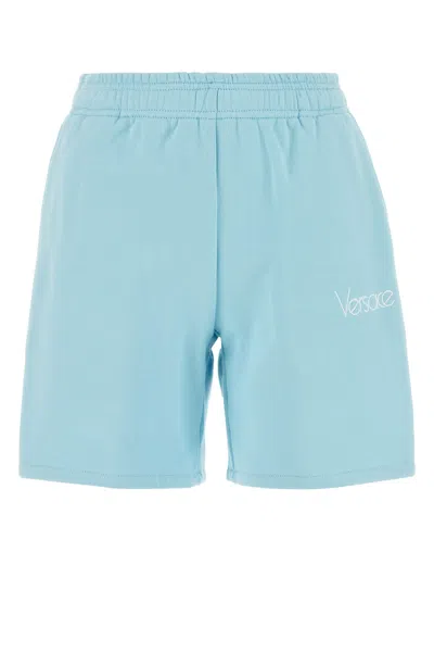 VERSACE VERSACE LIGHT-BLUE COTTON SHORTS