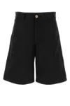 Versace Bermuda In Gabardine Nero Uomo In Black