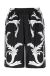 Versace Acanthus Leaves Barocco Printed Shorts In Black