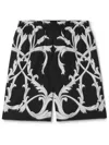 Versace Acanthus Leaves Silk Shorts In Black