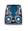 Versace Baroque-printed Silk-nylon Shorts With Elastic Waistband In Blue