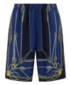 Versace Pattern-printed Elasticated Waistband Bermuda Shorts In Blue