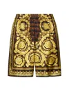 Versace Baroque Pattern-printed Shorts In Caramel+black+gold