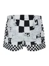 VERSACE LIGHT BLUE AND BLACK SWIM TRUNKS WITH NAUTICAL BAROCCO PRINT IN TECH FABRIC MAN