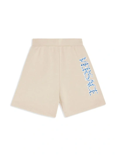 Versace Shorts In Felpa Con Logo Damier In Beige