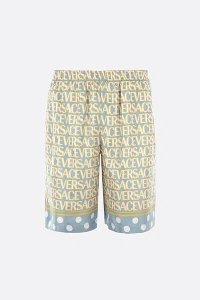 Versace Shorts In Light Blue+ivory