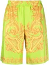 Versace Baroque Shorts 660 In Lime/gold